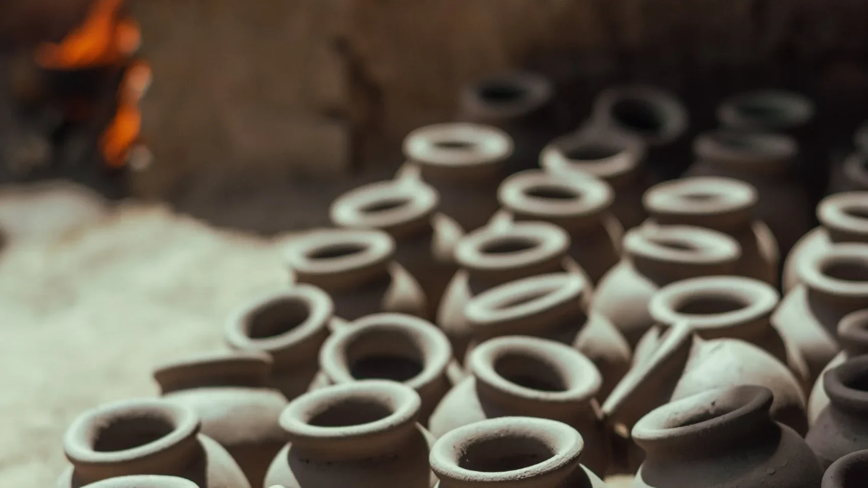 clay pots near kiln